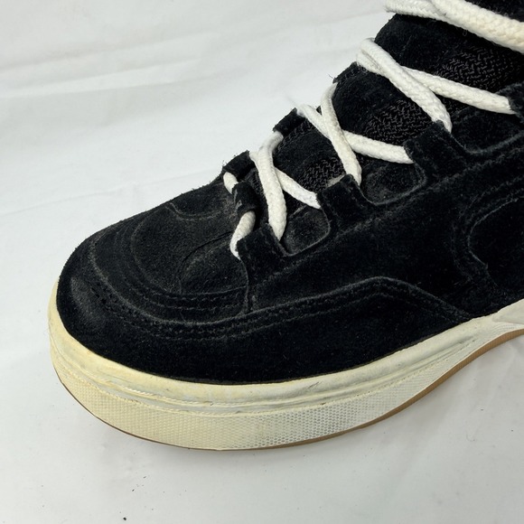 Womens Vtg Y2K Vans Chunky Puffy Skate Shoes Fat Tongue Black Sz 8 Suede Grunge - Picture 5 of 13